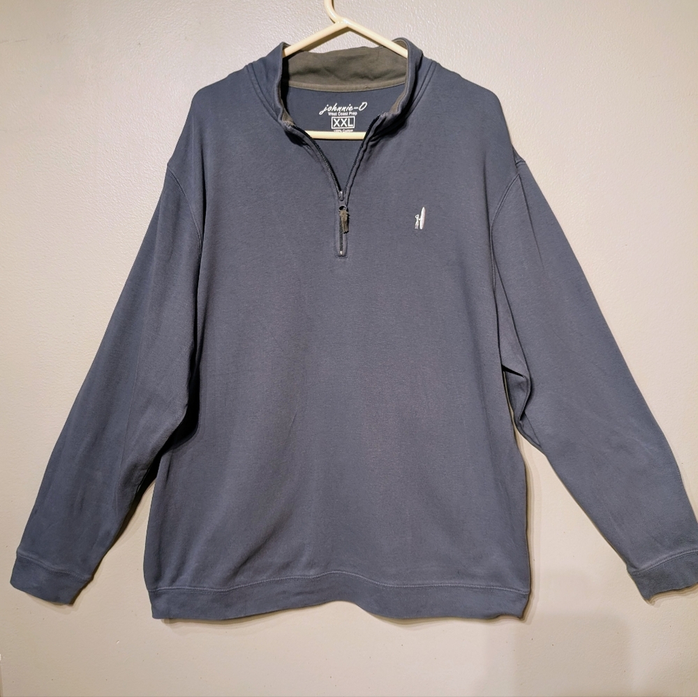 Johnnie-O West Coast Prep Surfer Quarter Zip Pullover Blue Gray XXL